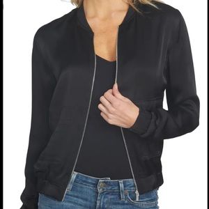 1. STATE Black Satin Bomber Jacket Size Large